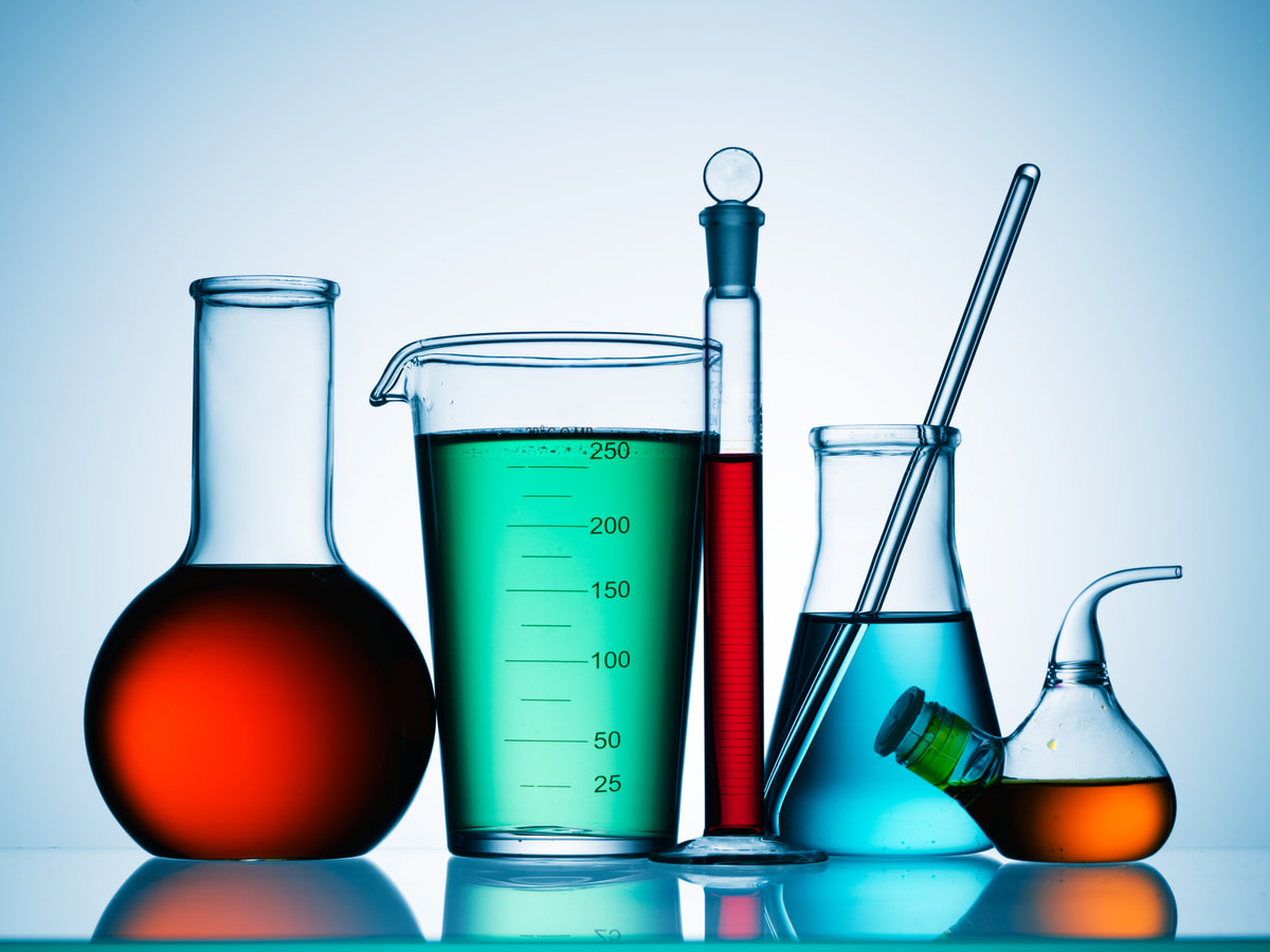 a chemical liquids in a science laboratory 